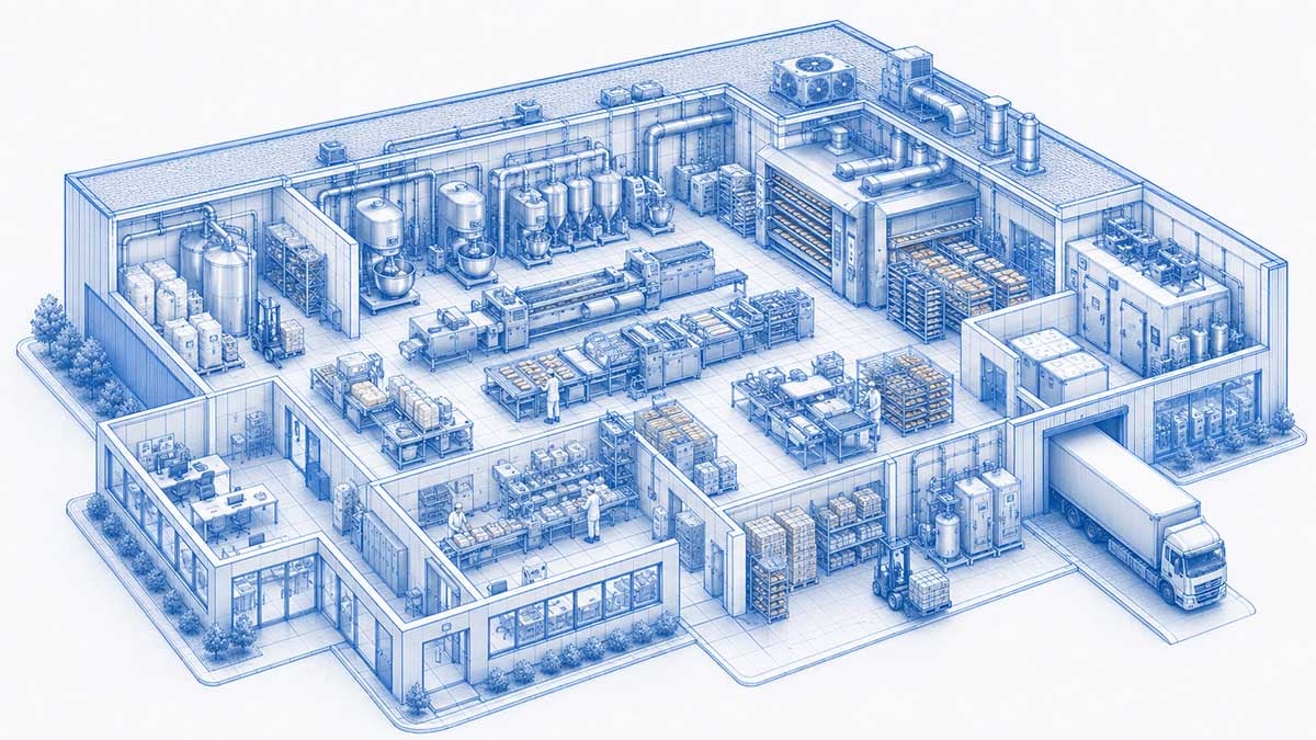 Querschnittsgrafik einer Bäckerei als Beispiel für förderfähige Energieeffizienzmaßnahmen