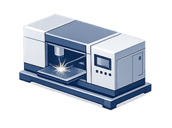Grafik einer Laser Bearbeitungszelle als Beispiel für förderfähige Lasertechnologie in der industriellen Fertigung