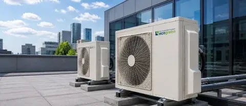 Split- und Multisplit-Klimaanlagen auf einem Gewerbegebäude