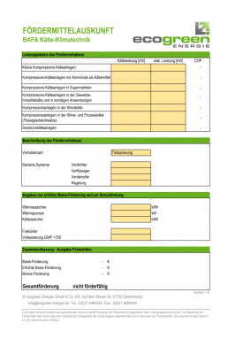 Berechnung Förderhöhe Kältetechnik und Kältemittelumstellung Fördermittelhöhe Berechnung BAFA Kältemittelumstellung
