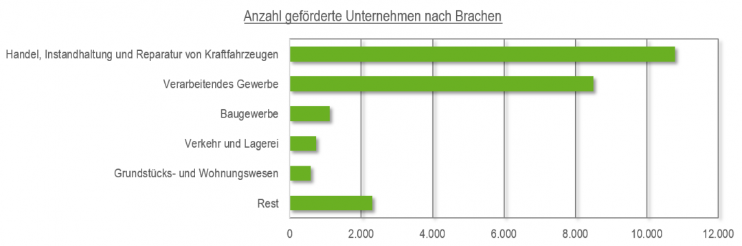 BAFA Querschnittstechnologien Anzahl geförderte Unternehmen nach Branchen